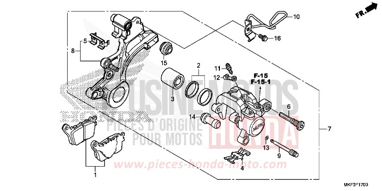 HINTERRAD-BREMSSATTEL von CBR1000RR „Fireblade“ MAT BALLISTIC BLACK METALLIC (NHA86) von 2017